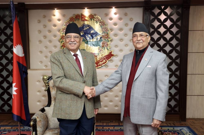 Oli Trying To Convince Dahal To Back Uml Presidential Candidate The