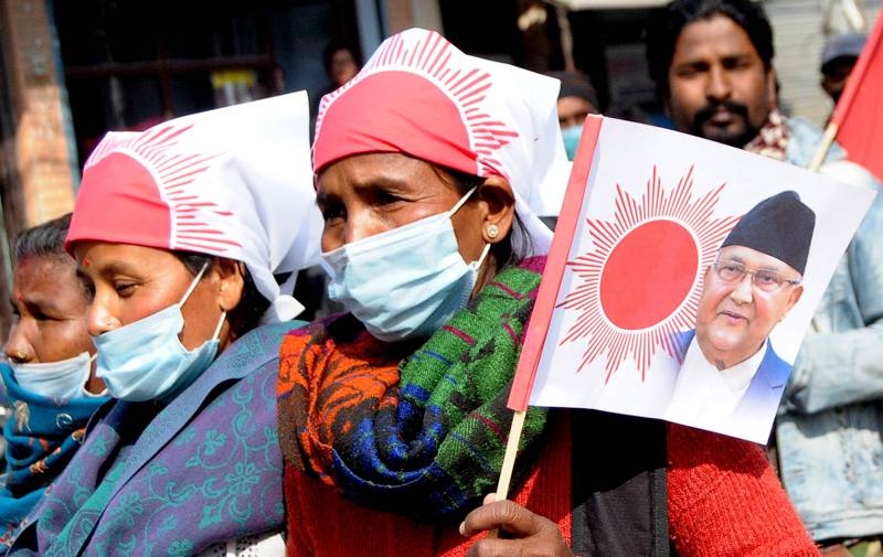 In Pictures: Supporters of Oli-led Nepal Communist Party come out in ...