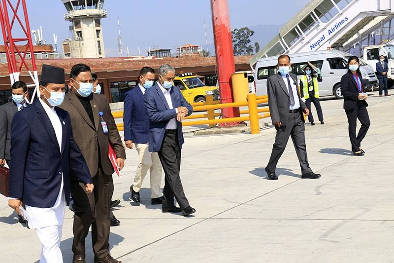 Prime Minister Sher Bahadur Deuba leaving for the United Kingdom leading the Nepali delegation to the World leaders Summit of the 26th Conference of Parties to the United Nations Framework Convention on Climate Change (COP26), October 29, 2021. Photo: RSS