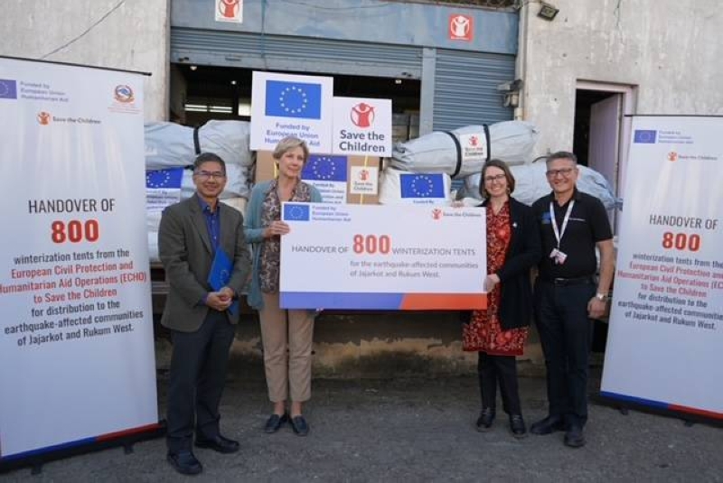 European Union, Save the Children to hand over 800 winter tents to earthquake affected people - Vimarsana News