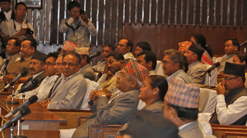 Lawmakers attending the Constituent Assembly meeting after June 29 midnight. Photo: RSS