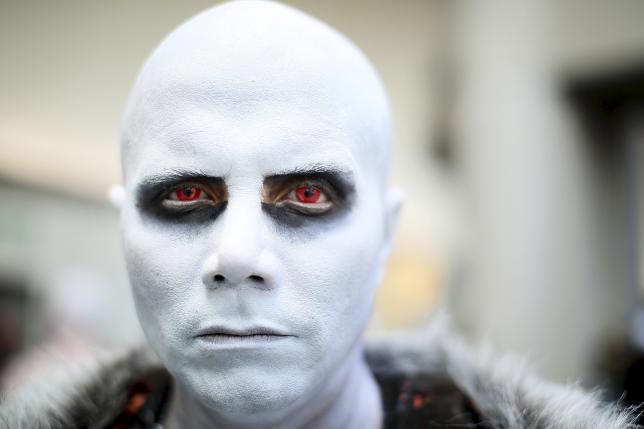 Alejandro Castillo dresses as White Walker from Game Of Thrones. REUTERS/Sandy Huffaker