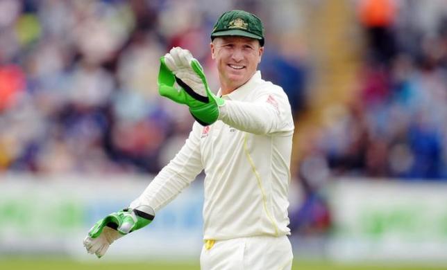 Australia's Brad Haddin reacts after dropping a catch from England's Joe Root. Reuters/Philip Brown Livepic