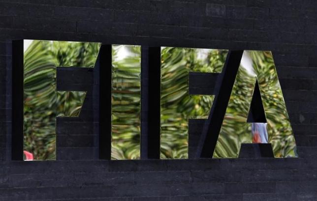 The logo of soccer's international governing body FIFA is seen on its headquarters in Zurich, Switzerland, May 27, 2015. REUTERS/Ruben Sprich