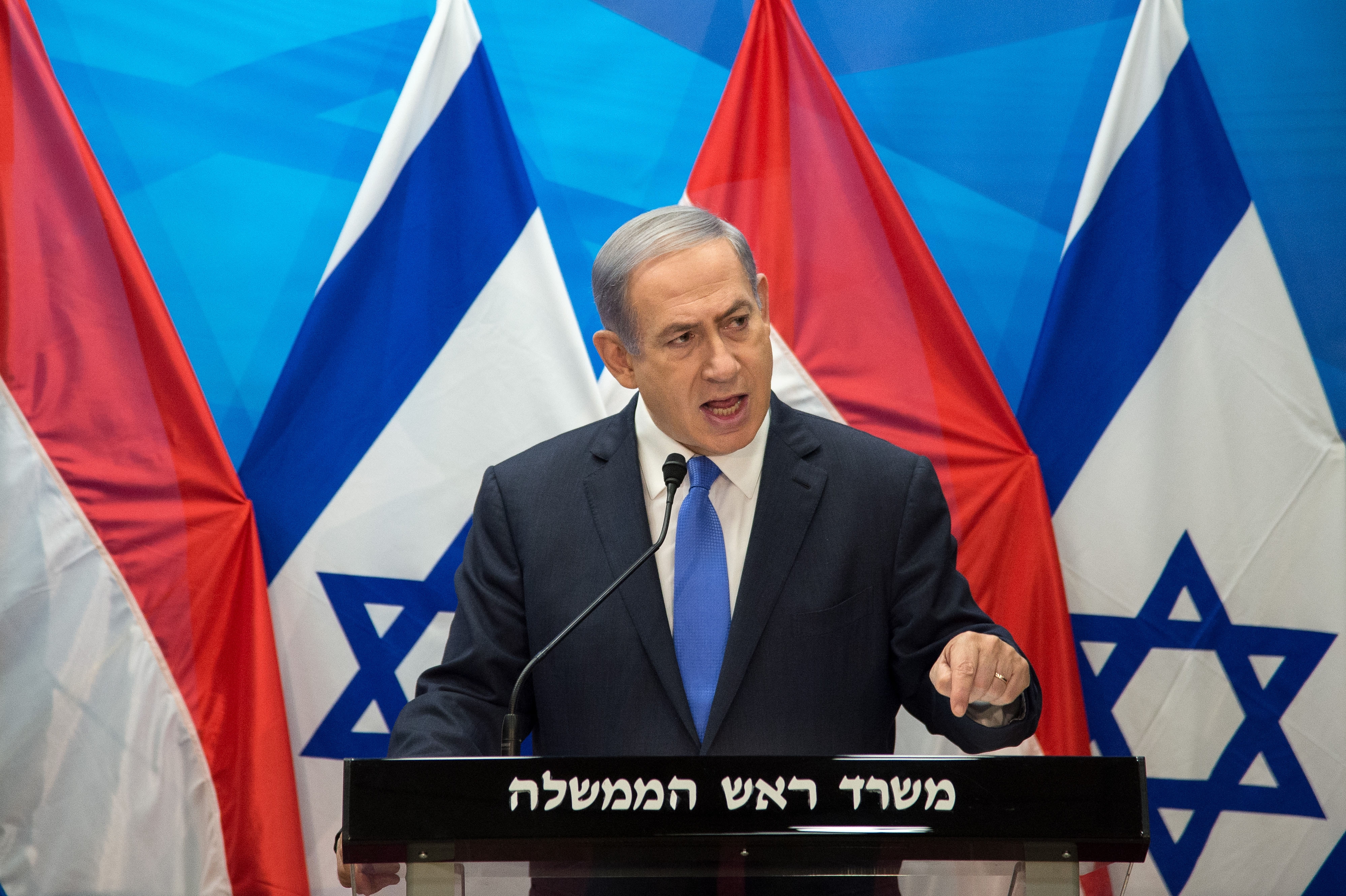 Israel's Prime Minister Benjamin Netanyahu speaks during a press conference with Dutch Foreign Minister Bert Koenders at the Prime Minister's office in Jerusalem, Tuesday, July 14, 2015. Photo: AP 