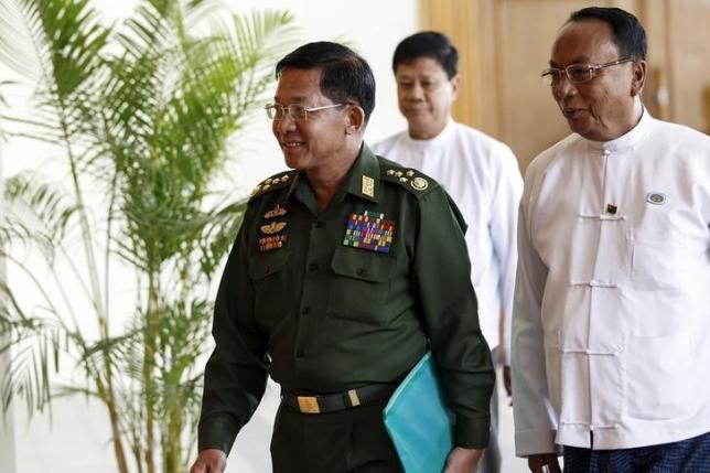 Myanmar's military Commander-in-chief Senior General Min Aung Hlaing arrives to attend Myanmar's top six-party talks at the Presidential palace at Naypyitaw April 10, 2015. Photo: Reuters/File
