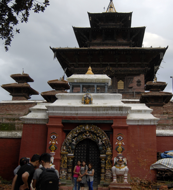 Visitors taking pictures in front of Taleju Bhawani temple, in Hanumandhoka, Kathmandu, on Friday. nPhoto: Balkrishna Thapa Chhetri/THT