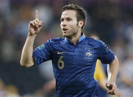 France's Yohan Cabaye celebrates after scoring a goal against Ukraine during their Group D Euro 2012 soccer match at Donbass Arena in Donetsk June 15, 2012. Photo: Reuters/File