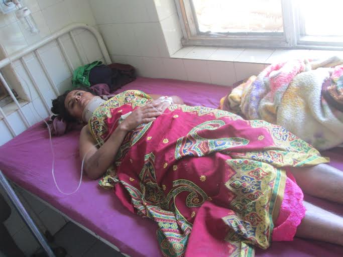 A woman injured in a massive landslide being treated at the Western Regional Hospital in Pokhara on Thursday, July 30, 2015. Rishi Ram Baral/Bharat Koirala