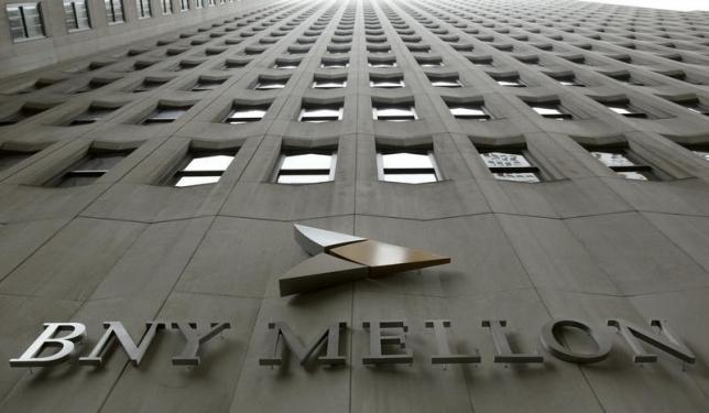 A BNY Mellon sign is seen on their headquarters in New York's financial district. Photo: Reuters
