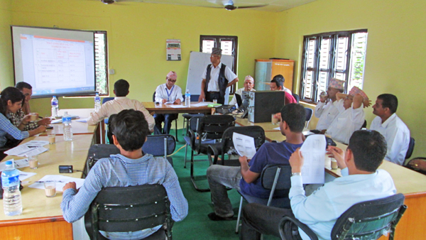 District Education Office making the budget for the current fiscal year public at a press meet organised at Damauli, in Tanahun, on Thursday. Photo:THT