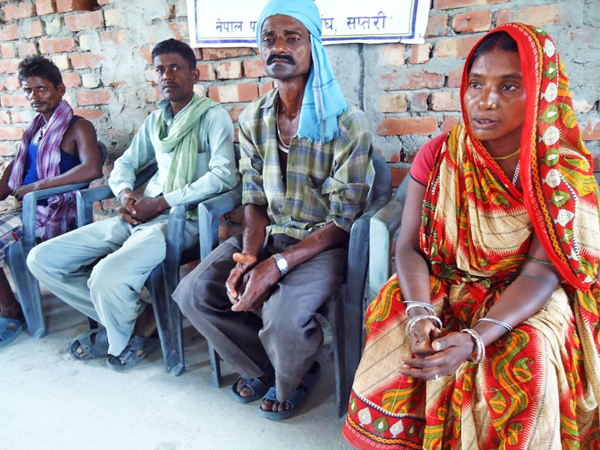 Saraswati Devi Mandal alleging that her daughter was murdered, at a press meet in Rajbiraj, Saptari, on Wednesday. Photo:THT