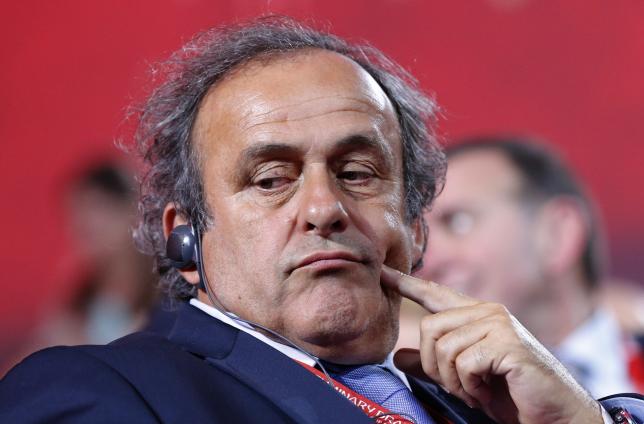 UEFA President Michel Platini looks on before the preliminary draw for the 2018 FIFA World Cup at Konstantin Palace in St. Petersburg, Russia July 25, 2015. REUTERS/Maxim Shemetov
