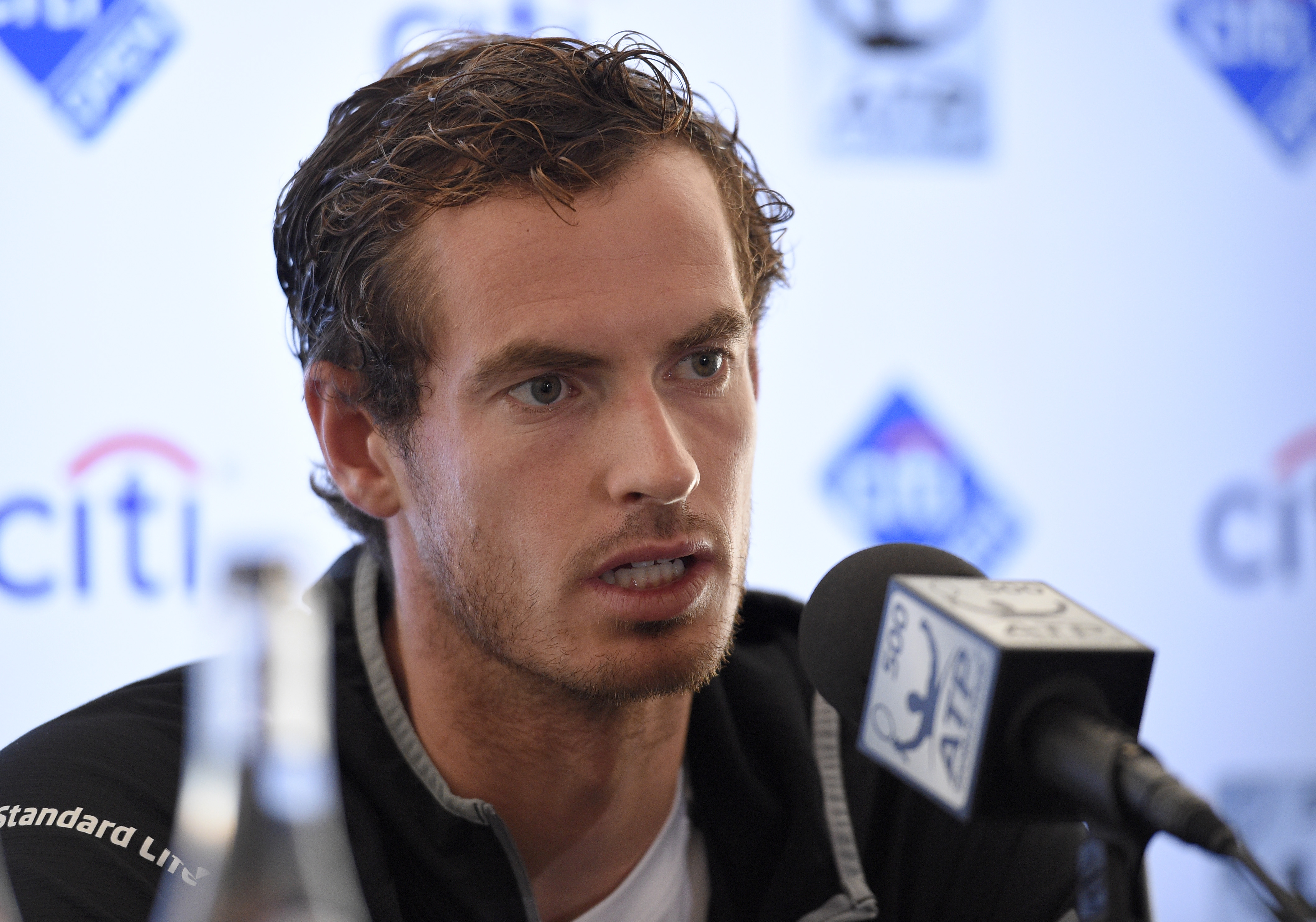 Andy Murray, of Britain, speaks at a press conference at the Citi Open tennis tournament, Monday, Aug. 3, 2015, in Washington. Photo: AP
