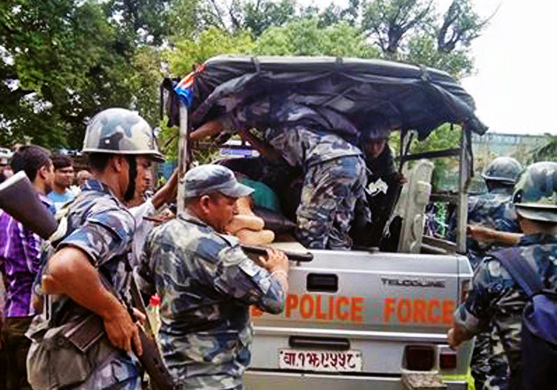 Injured APF man being rushed to hospital. Photo: RSS