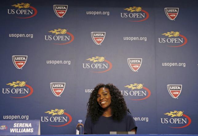 Serena Williams of the US speaks during a news conference at the USTA Billie Jean King National Tennis Center ahead of the 2015 US Open tennis tournament in New York, August 27, 2015. Play begins at the US Open on August 31.  Photo: REUTERS