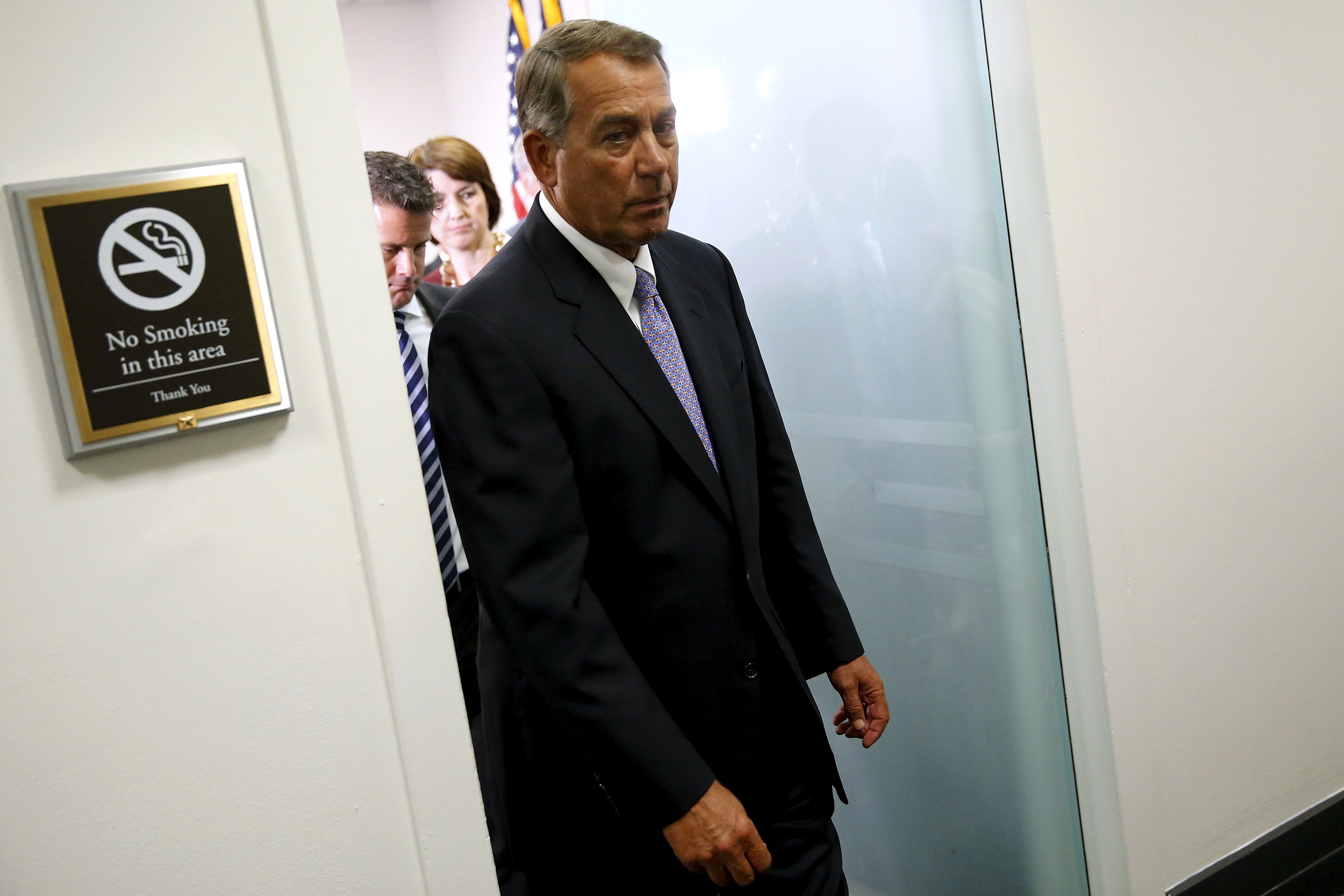 U.S. House Speaker John Boehner (R-OH) departs after a news conference following a House Republican caucus meeting at the U.S. Capitol in Washington September 9, 2015. Photo: REUTERS