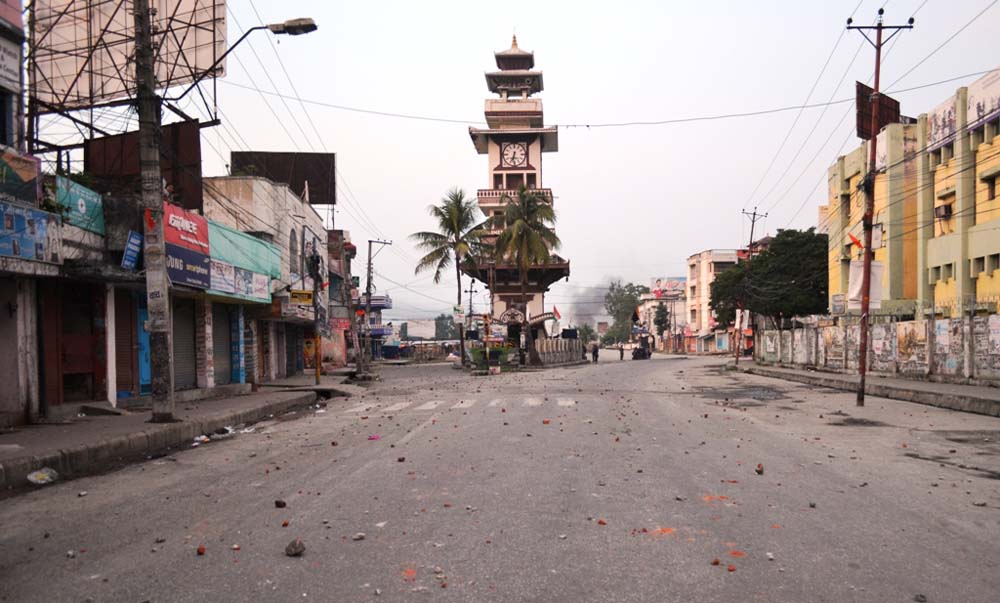 The deserted streets of Birgunj during curfew hours on Monday, September 7, 2015. Photo: Ram Sarraf