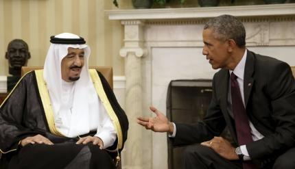 U.S. President Barack Obama (R) meets with Saudi King Salman bin Abdulaziz in the Oval Office of the White House in Washington September 4, 2015. REUTERS/Gary Cameron