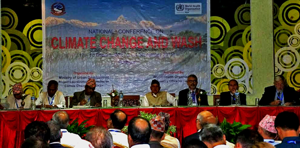 Photo Caption: Participants in a National Conference on Climate Change and Water Sanitation and Hygiene (WASH) organised by Ministry of Urban Development (MoUD) in coordination with the World Health Organisation (WHO) in Pokhara, on Thursday, September 3, 2015. Photo: Bharat Koirala