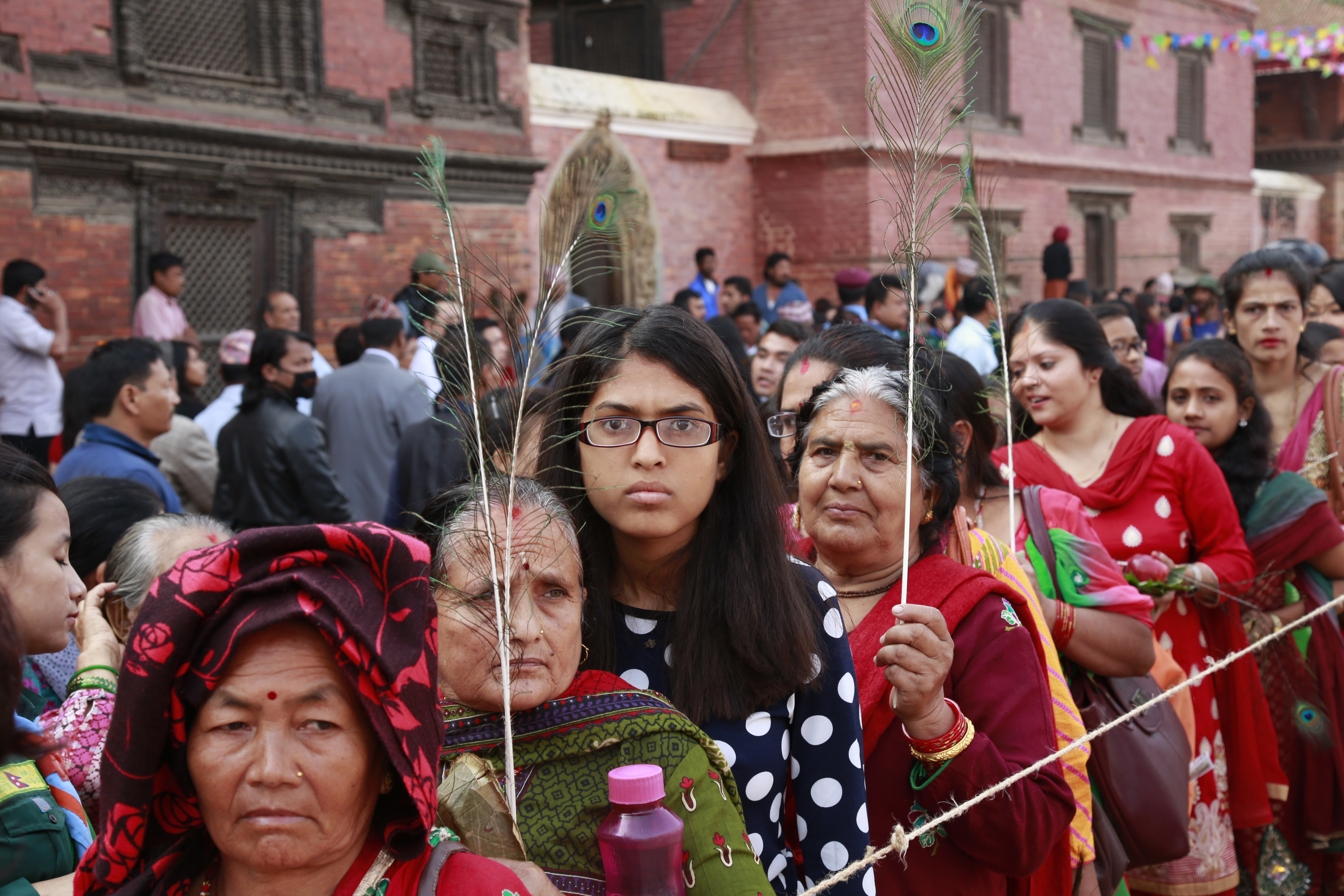 Hindu devotees lining up to pay obeisance to Lord Krishna on the occasion of Krishna Astami  at Krishna Mandir in Patan on Saturday, September 05, 2015. Photo: RSS