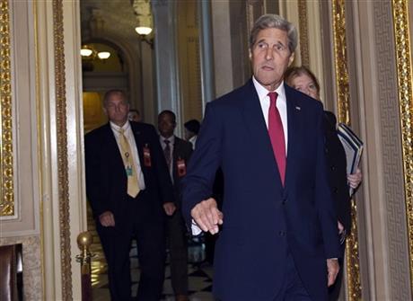 Secretary of State John Kerry arrives for a meeting on Capitol Hill in Washington, Wednesday, Sept. 9, 2015, on the escalating migrant crisis. Kerry plans to brief members of the House and Senate Judiciary committees on Wednesday about how many Syrian refugees the U.S. is willing to take in. Photo: APnn