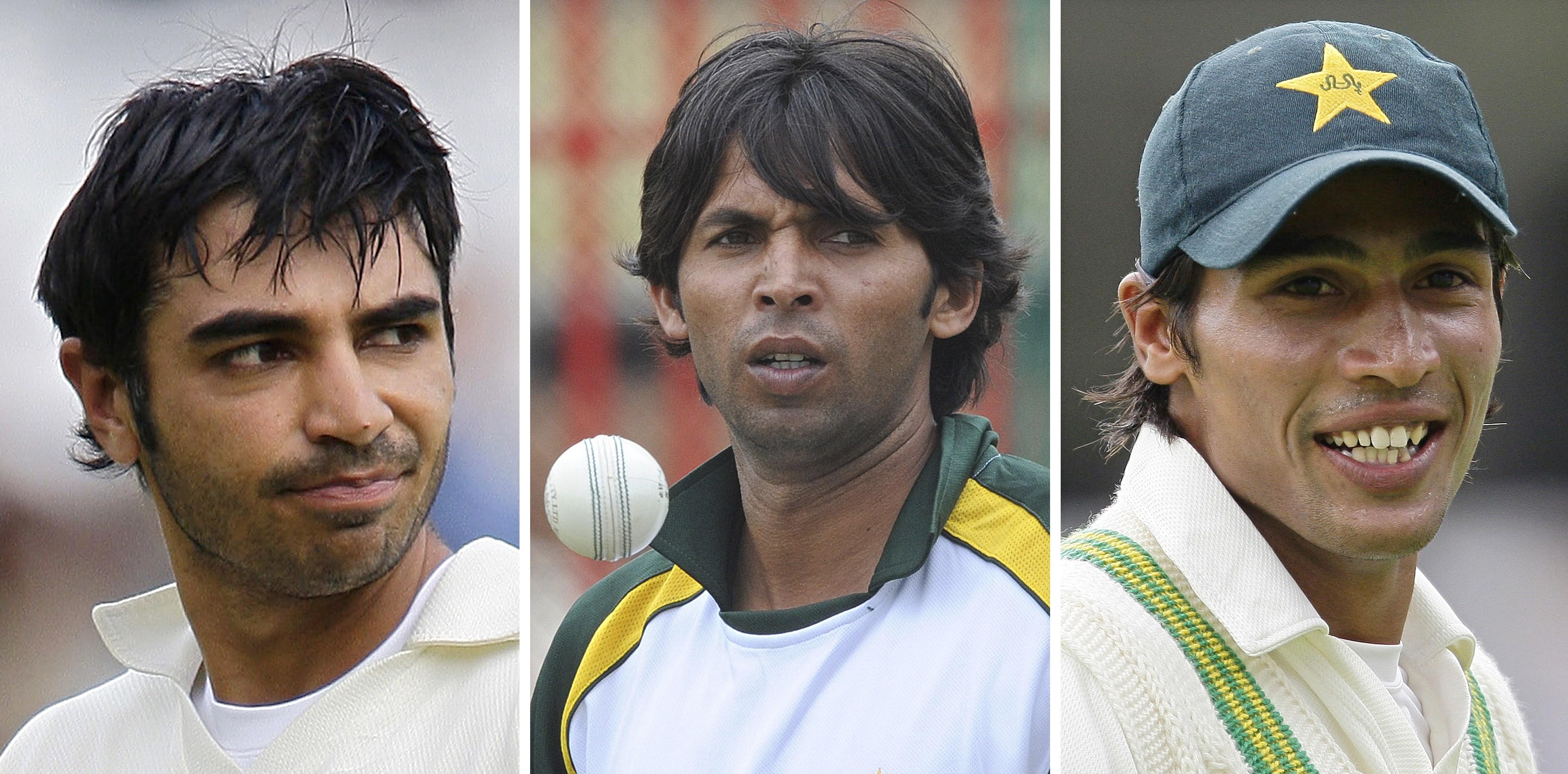 This combination of undated file pictures shows Pakistan cricketers Salman Butt (Left), Mohammad Asif (Centre) and Mohammad Aamer (Right).  PHOTO:AFP