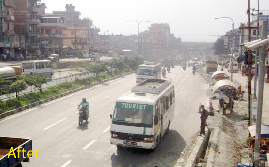 Rehabilited section of Lokanthali-Kaushaltar road on Bhaktapur. September 8, 2015. Courtesy: JICA