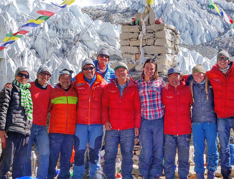 Members of Shangri-la Nepal Trek Makalu Expedition at the base camp before heading for Mt Makalu summit on Monday. Courtesy: Adrian Ballinger