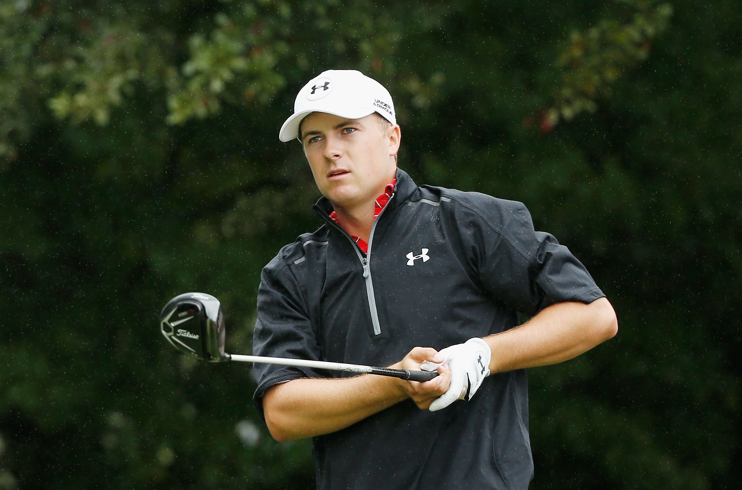 Jordan Spieth of the United States watches his tee shot on the third hole during the third round of the TOUR Championship By Coca-Cola at East Lake Golf Club on September 26, 2015 in Atlanta, Georgia. Photo: AFP