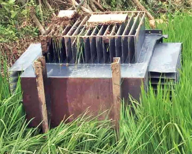 The unattended transformer left after extracting the copper wire in Dhading district on Tuesday, September 1, 2015. Photo: Keshave Adhikari
