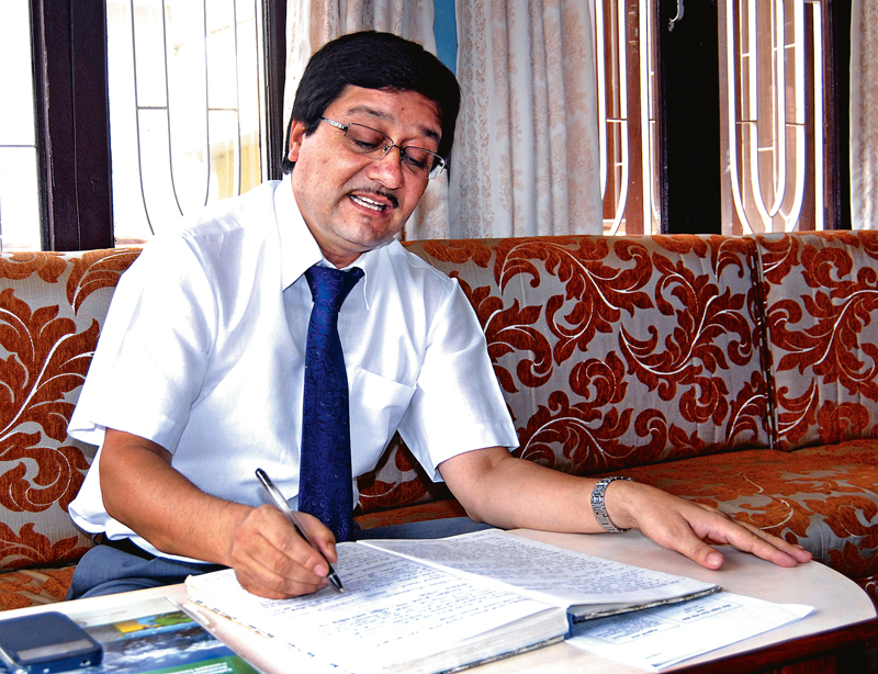 Gopi Nath Mainali, Chief of the Infrastructure Development Division at the NPC. Photo: Bal Krishna Thapa/ THT