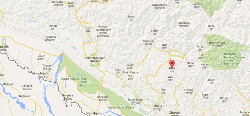 Rank village of Rolpa district. Map: Google
