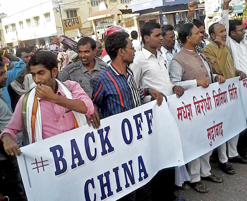 Madhesi based parties demonstrating against china anti madhes policy in Birgunj on Tuesday, October 27, 2015. Photo: Ram Sarraf