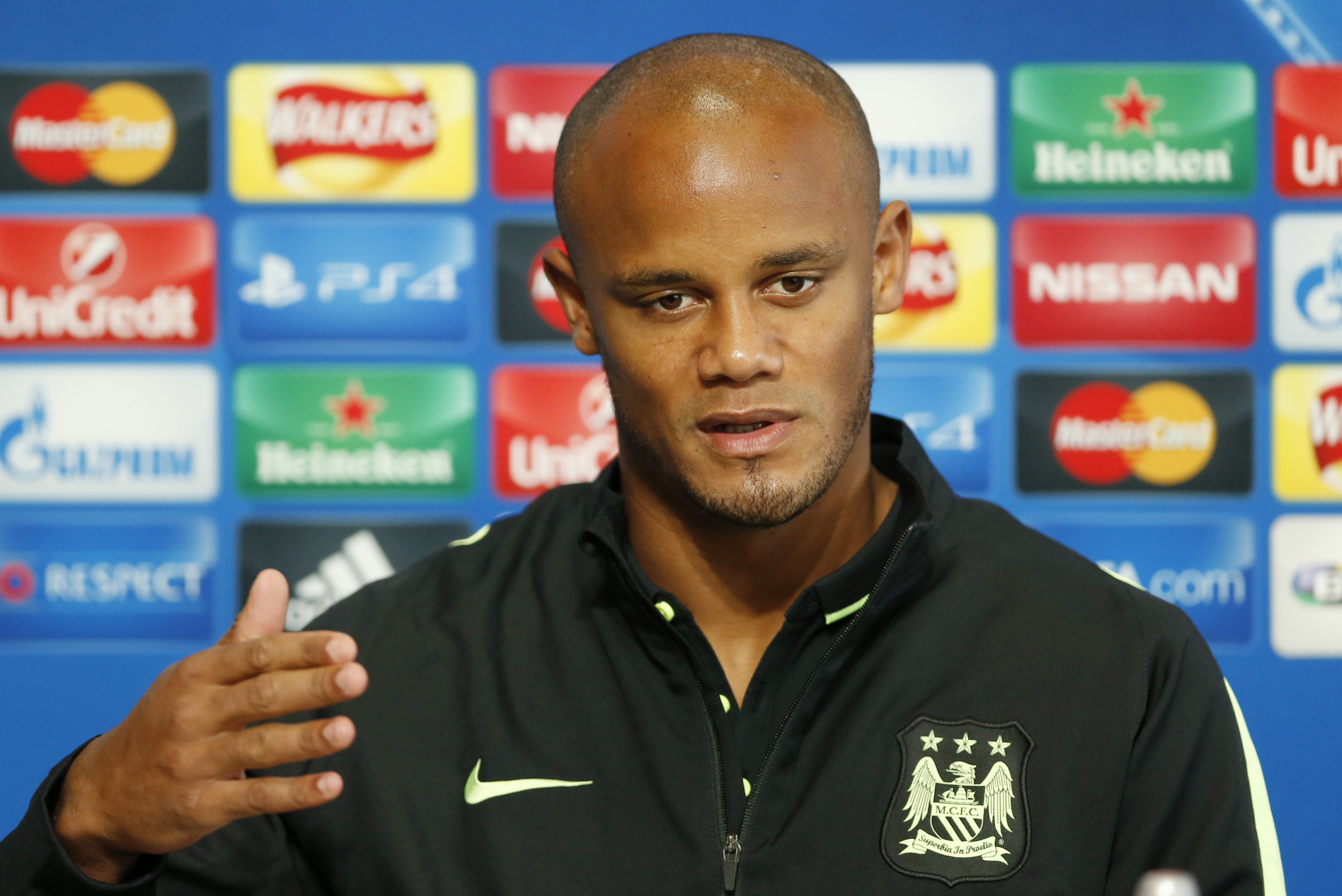 Football - Manchester City Press Conference - City Football Academy, Manchester, England - 14/9/15nManchester City's Vincent Kompany during the press conferencenAction Images via Reuters / Carl RecinenLivepicnEDITORIAL USE ONLY.
