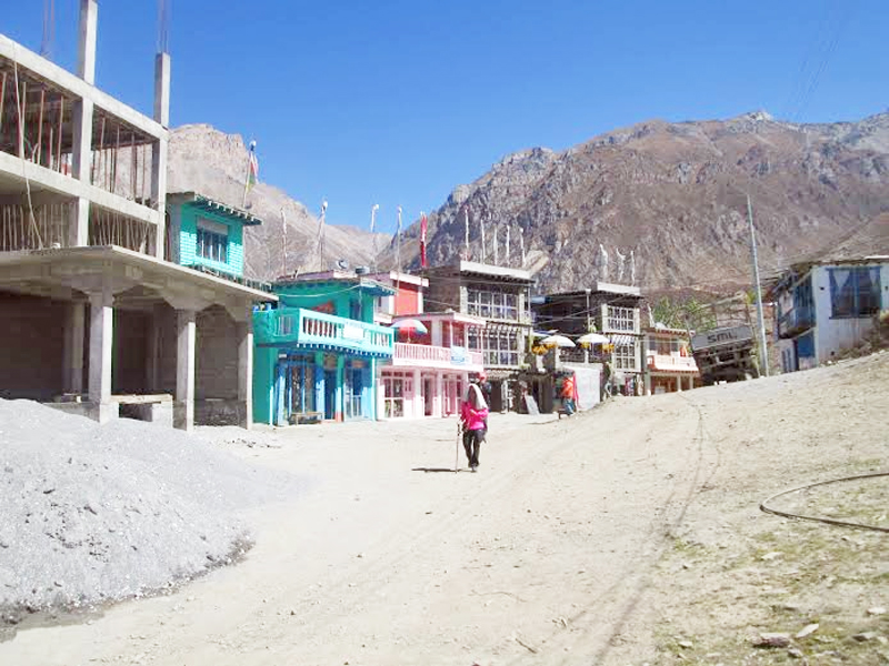 A quiet hotel looks waiting for tourists in Muktinath region of Mustang district, on Sunday, October 11, 2015. Photo: Rishi Ram Baral