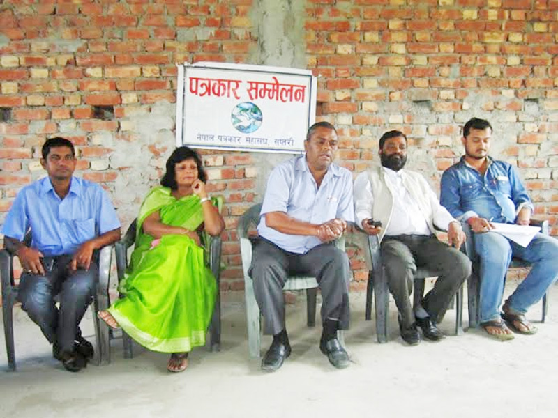 Upendra Yadav, Chairman of Federal Socialist Forum-Nepal, speaking at a press conference organised in Rajbiraj, on Thursday, October 29, 2015. Photo: Byas Shankar Uphadhaya