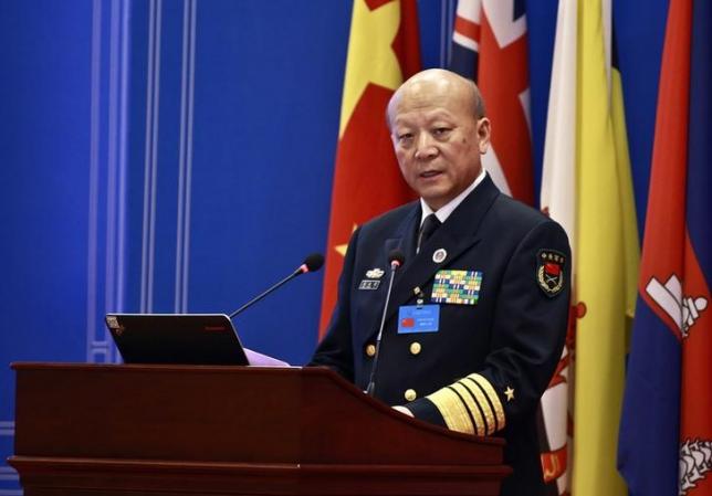 Wu Shengli, China's commander-in-chief of the People's Liberation Army Navy, speaks during an opening session of the Western Pacific Naval Symposium in Qingdao, Shandong province April 22, 2014. REUTERS/China Daily/Files