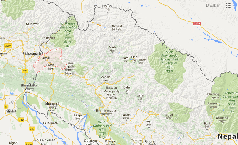 Baitadi district in far-western Nepal. Map: Google