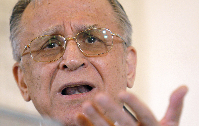 FILE - In this Thursday, May 17, 2007 file photo,  former Romanian President Ion Iliescu gestures during a meeting with foreign media in Bucharest, Romania. Photo: AP