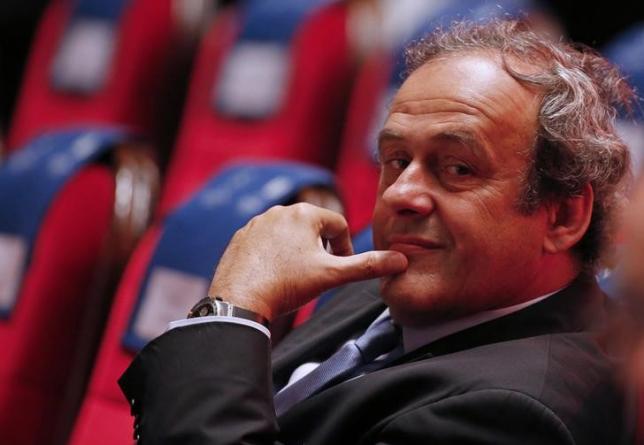 Michel Platini is seen before the draw for the 2015/2016 UEFA Europa League soccer competition at Monaco's Grimaldi Forum in Monte Carlo, Monaco August 28, 2015.   Photo: REUTERS