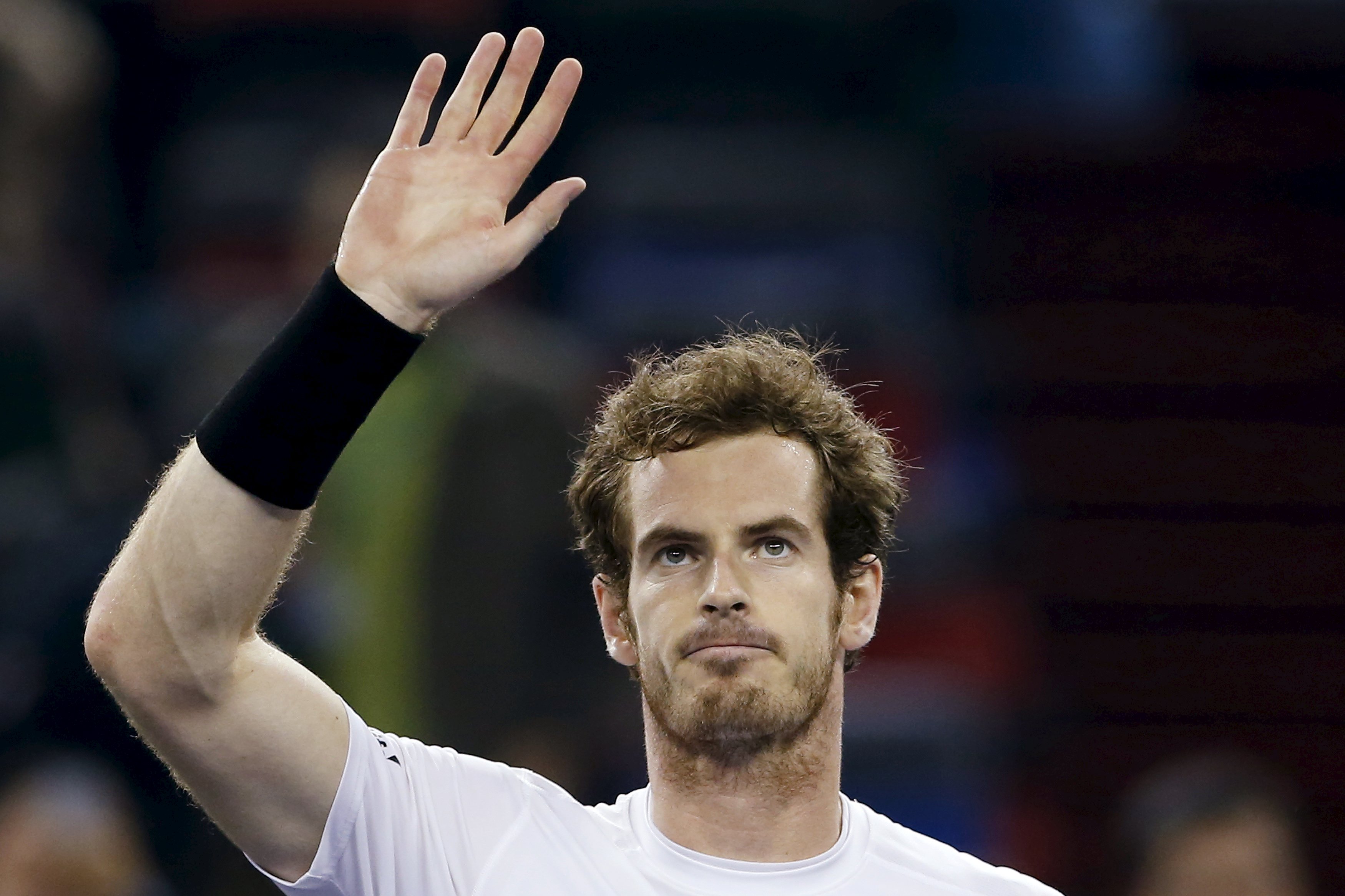 Andy Murray of Britain celebrates after winning his men's singles quarter-final match against Tomas Berdych of Czech Republic at the Shanghai Masters tennis tournament in Shanghai, China, October 16, 2015. REUTERS/Aly Song
