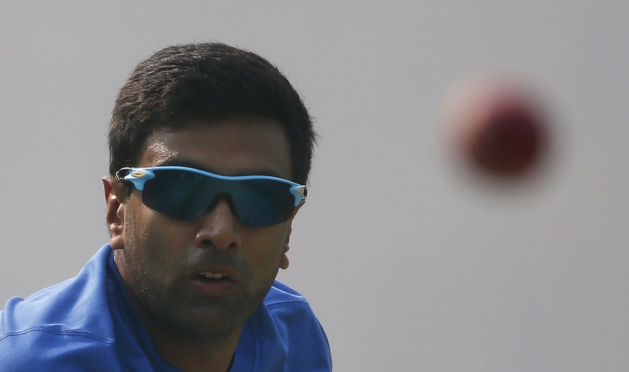 India's Ravichandran Ashwin bowls in the nets during a practice session ahead of their first test cricket match against South Africa, in Mohali, India, November 4, 2015. REUTERS/Adnan Abidi