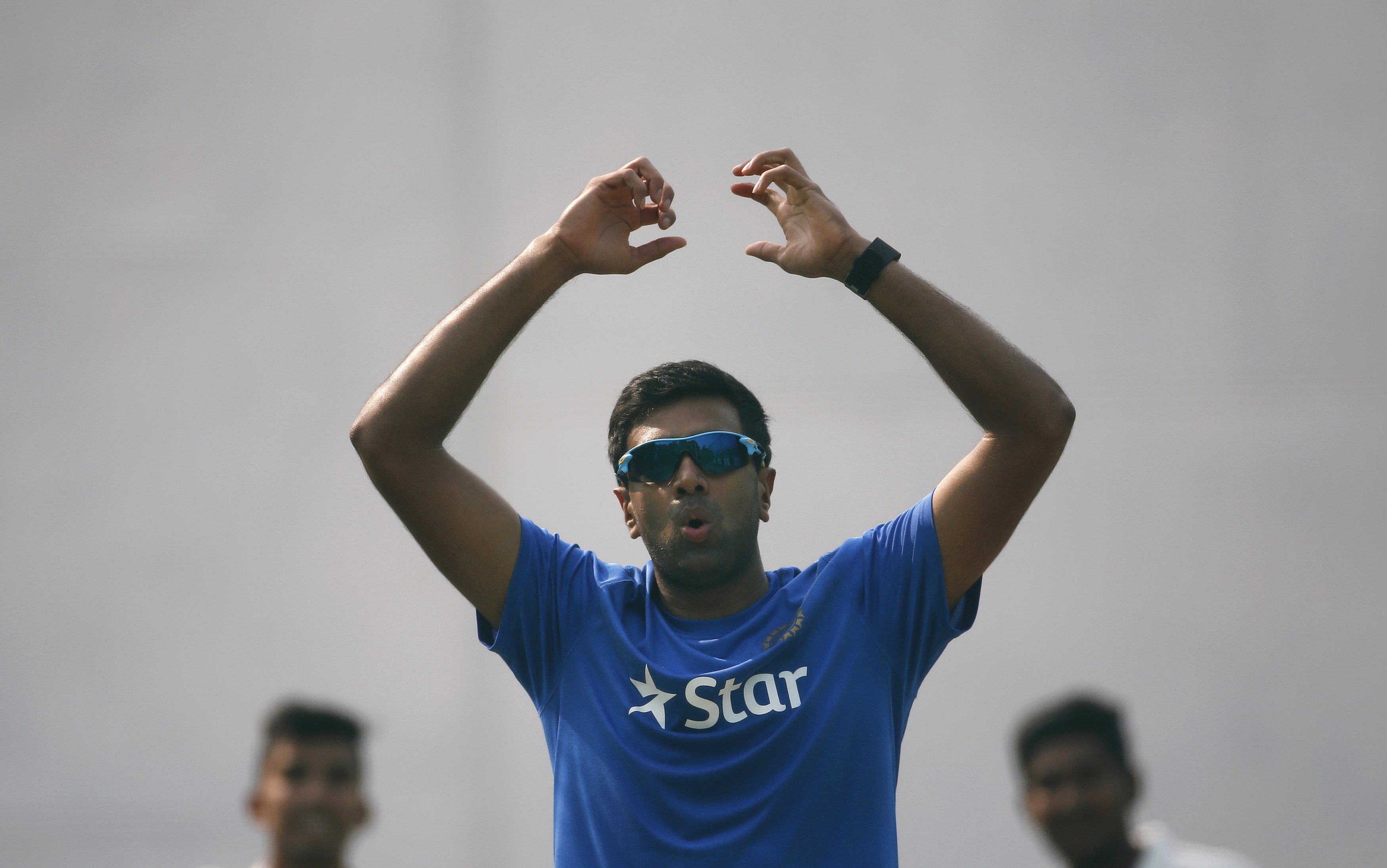 India's Ravichandran Ashwin reacts after bowling in the nets during a practice session ahead of their first test cricket match against South Africa, in Mohali, India, November 4, 2015. REUTERS/Adnan Abidi