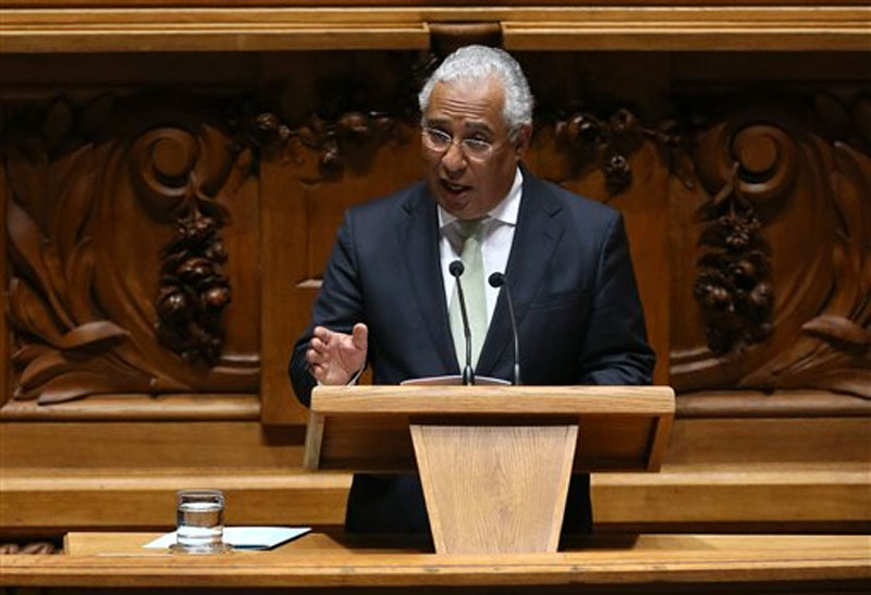 Portuguese Socialist Party leader Antonio Costa addresses the parliament during the debate of the government's four-year policy program at the Parliament in Lisbon on Tuesday, November 10 2015. Photo: AP