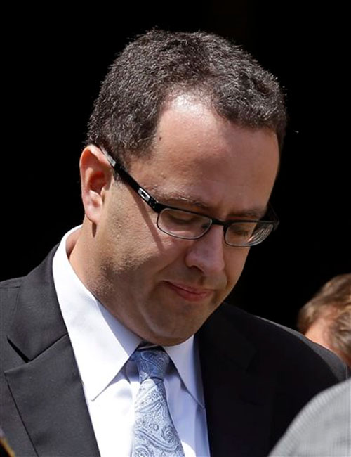 Former Subway pitchman Jared Fogle leaves the federal courthouse in Indianapolis, following a hearing on child-pornography charges on August 19, 2015. Photo: AP