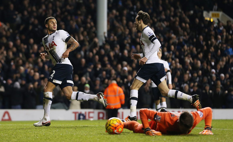 Tottenham Hotspur v West Ham United - Barclays Premier League - White Hart Lane on Sunday, November 22, 2015.nKyle Walker celebrates scoring the fourth goal for Tottenham. Photo: Reutersn