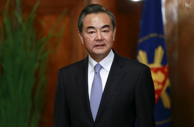 Chinese Foreign Minister Wang Yi looks on while waiting for Philippine President Benigno Aquino (not in photo) during his courtesy call at the presidential palace in Manila November 10, 2015. REUTERS/Romeo Ranoco