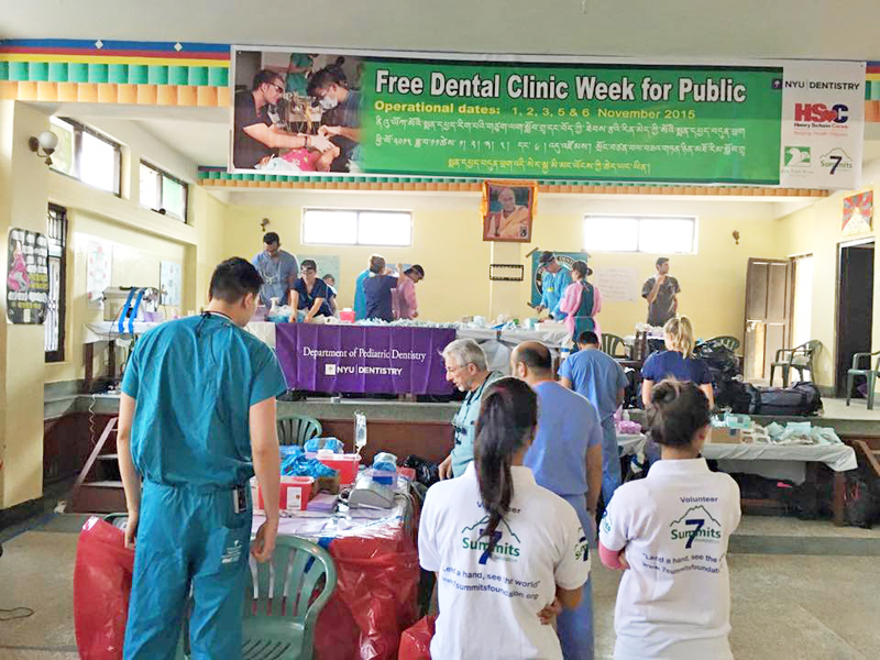 Free dental camp organised on the premises of Srongsten Bhrikuti High School in Bouddha, Kathmandu, on Sunday. Photo: THT