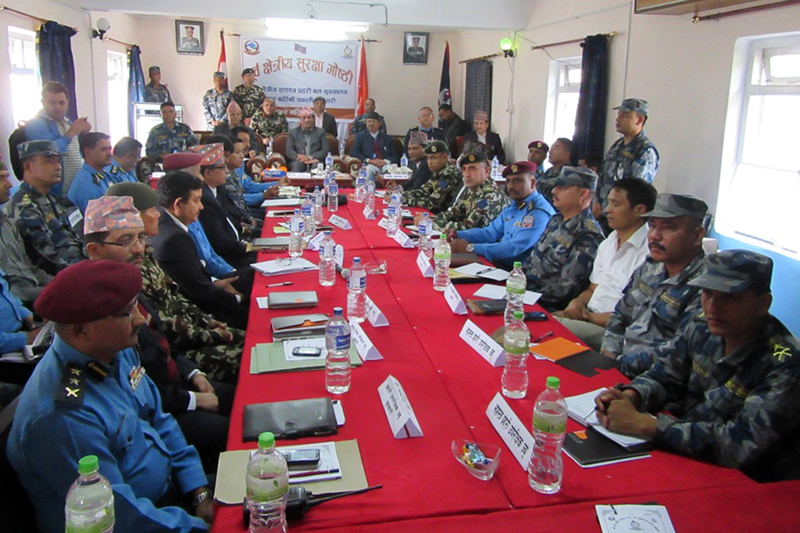 A regional security meeting being held in Itahari of Sunsari district, on Sunday, November 29, 2015. Photo: RSS